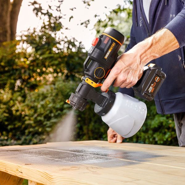 WORX WX020 Li-ion Tek Akülü Şarjlı  Boya Tabancası Devir Ayarlı 20Volt 4.0Ah. + 4 Parça Yedek Nozul/Meme