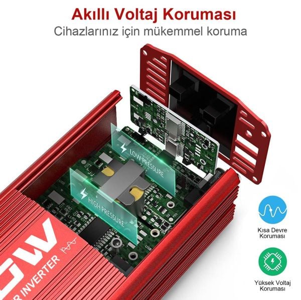 KOBB KBN750 12V/220V Tam Sinüs Dönüştürücü İnvertör 750Wat