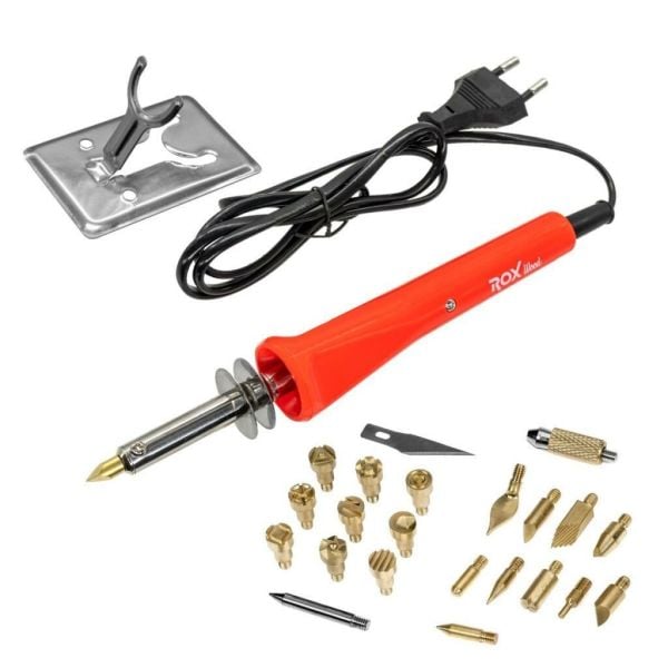 Ahşap Yakma ve Hobi Seti 30W 27 Parça | Çok Amaçlı Pirogravür Kalemi | Rox Wood 0142