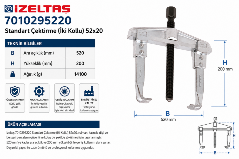 İzeltaş 7010295220 Standart Çektirme (İki Kollu) 52x20 cm