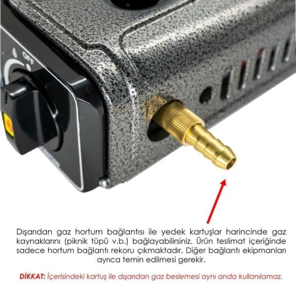 Rox Camping 0103 Tekli Portatif Kamp Ocak(Ekstra Gaz Girişli) - 3 Adet Rox Valfli Kamp Gazı Kartuş 227gr Hediyeli