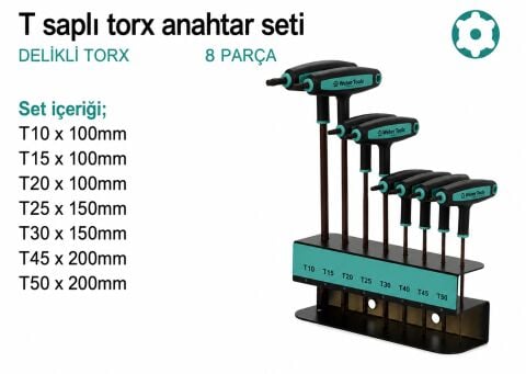 Weber 151-1208 T Sap Delikli Torx Uçlu Allen Anahtar Seti 8 Prç.