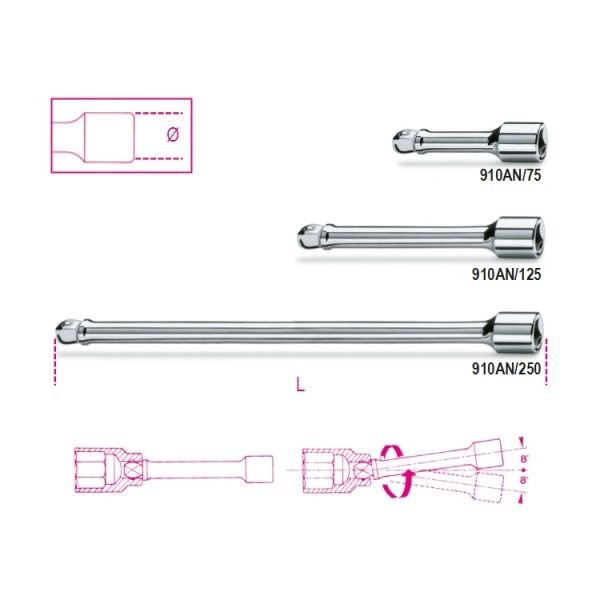 Beta 910AN/250 3/8'' Açılı Uzatma 250mm