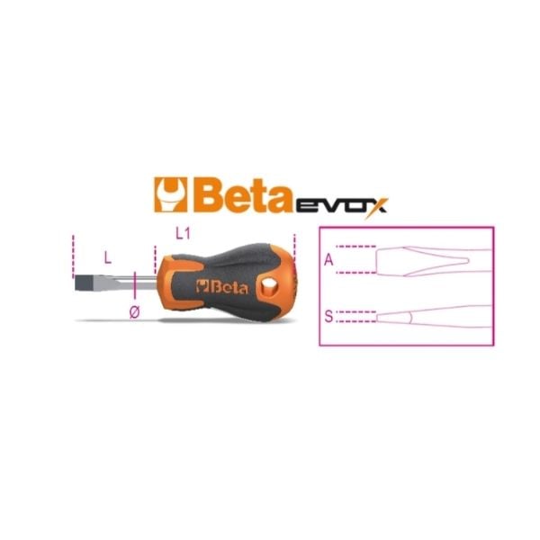 Beta 1201EN Topaç Düz Tornavida 6,5x30mm