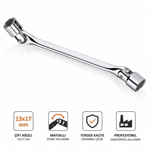 Beta 80 Mafsallı Lokma Anahtar 13x17 mm Profesyonel Çift Ağızlı Anahtar