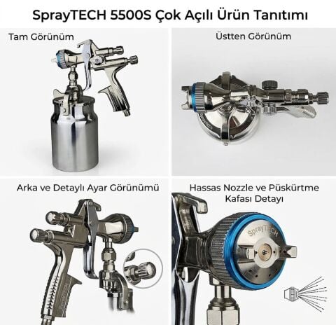 Spraytech 5500S Alt Depo Boya Tabancası – Profesyonel Havalı Boya Püskürtme Tabancası