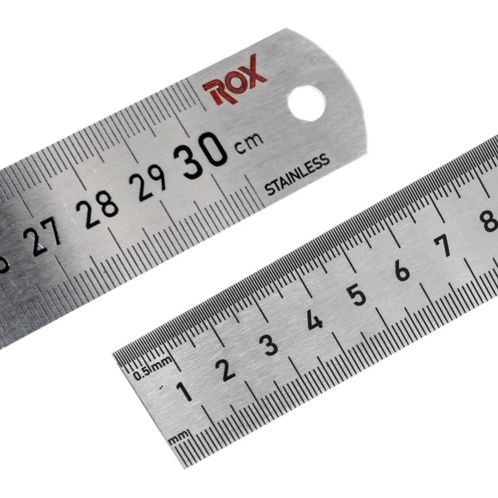 Çift Taraflı Paslanmaz Çelik Cetvel 300 mm | Milimetrik Ölçü ve Markalama Cetveli | Rox 0199