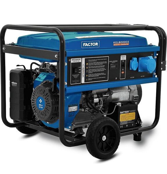 Factor KGL8000CE Benzinli Jeneratör 8,1 kVA Monofaze İpli / Marşlı