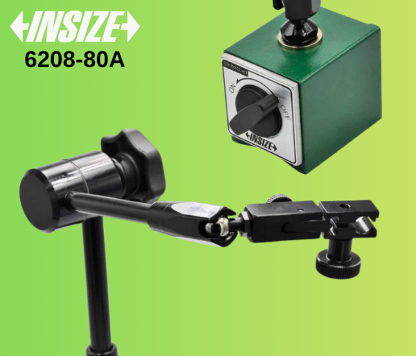 Insize 6208-80A Universal Manyetik Komparatör Standı | Ayarlı Manyetik Taban Ölçüm Ayağı