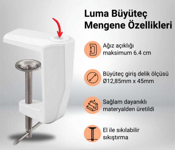 Luma LED Işıklı Masaüstü Ayaklı Büyüteç – Geniş Mercekli, Ayarlanabilir Işık