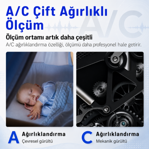 FNIRSI FDM-02 Dijital Desibel Ölçer | Renkli Ekran, Sıcaklık ve Nem Ölçer