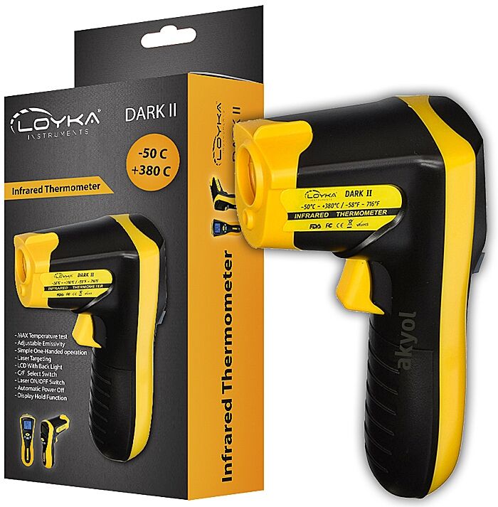 Loyka DARK II Kızılötesi Lazerli Sıcaklık Ölçer 380°C | Temassız Dijital Isı Ölçüm