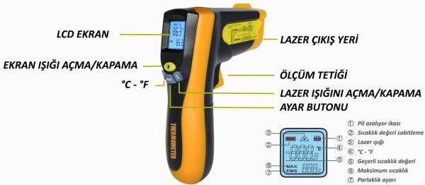 Loyka DARK II Kızılötesi Lazerli Sıcaklık Ölçer 380°C | Temassız Dijital Isı Ölçüm
