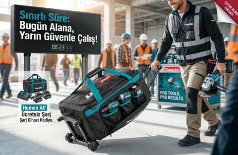Makita E-12712 Tekerlekli Bez Alet Çantası 30x68x33 cm – Büyük Boy Taşıma Çantası