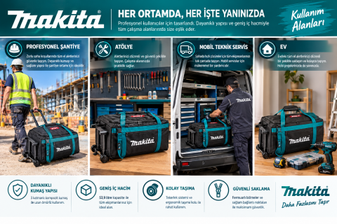 Makita E-12712 Tekerlekli Bez Alet Çantası 30x68x33 cm – Büyük Boy Taşıma Çantası