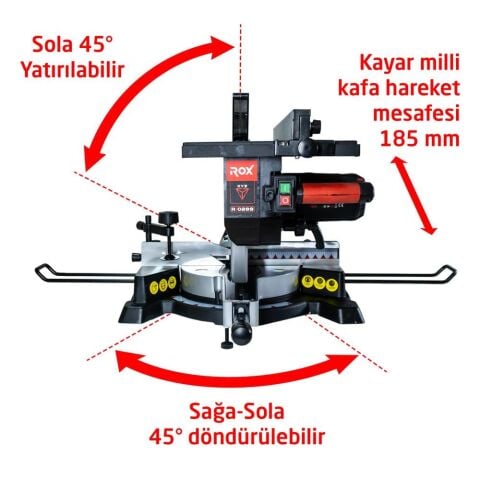 Rox 0289 Kombine Gönye ve Tezgah Testeresi 305 mm 1800W – Profesyonel Hassas Kesim Makinesi