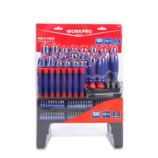 WORKPRO WP200507 Profesyonel CR-V Manyetik Tornavida ve Bits Uç Seti 100 Parça
