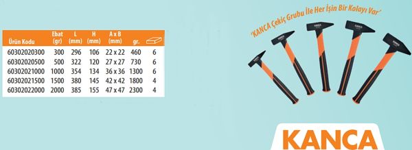 Kanca Fiber Saplı Çekiç 500gr