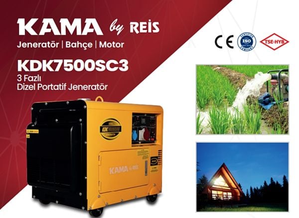 Kama By Reis KDK7500SC3 Dizel Jeneratör 6.9 kVA Trifaze