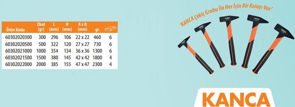 Kanca Fiber Saplı Çekiç 2000gr