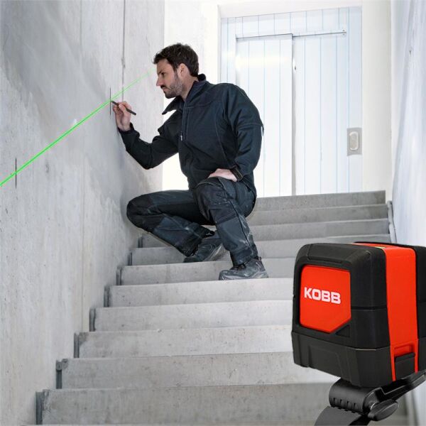 KOBB KBL91G Yatay ve Dikey Otomatik Hizalamalı Yeşil Çapraz Çizgi Lazer Distomat 30 Mt