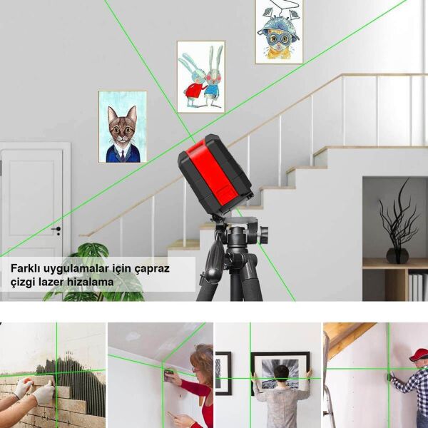 KOBB KBL91GTP Yatay ve Dikey Otomatik Hizalamalı Yeşil Çapraz Çizgi Lazer Distomat 30 mt + Tripod