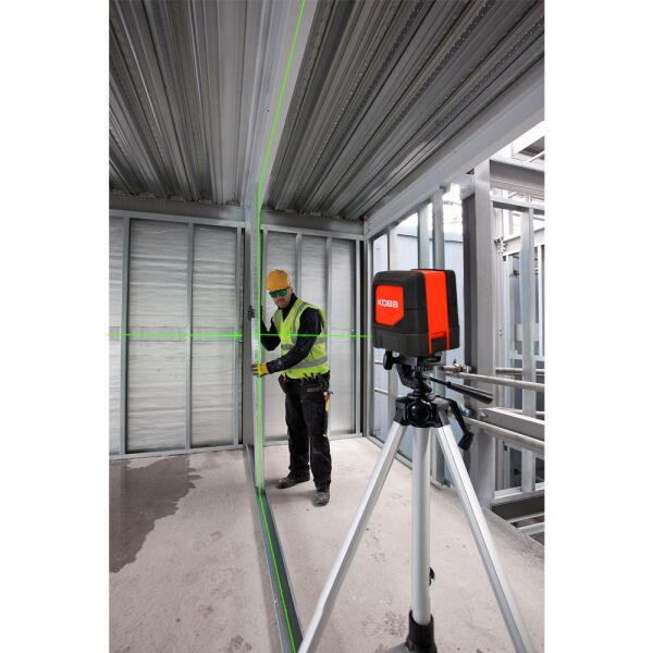 KOBB KBL91GTP Yatay ve Dikey Otomatik Hizalamalı Yeşil Çapraz Çizgi Lazer Distomat 30 mt + Tripod