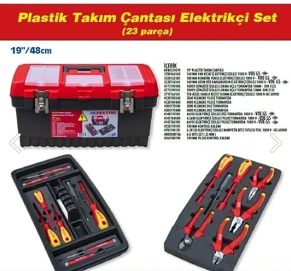 İzeltaş 8440001023 19'' Plastik Takım Çantası Elektrikçi Set (23 Parça)