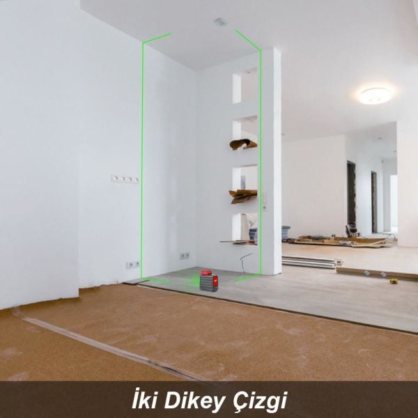 KOBB KBL33GTP Şarjlı 2x90⁰/360⁰ Otomatik Hizalamalı Yeşil Çapraz Çizgi Lazer Distomat 40 Mt + Tripod