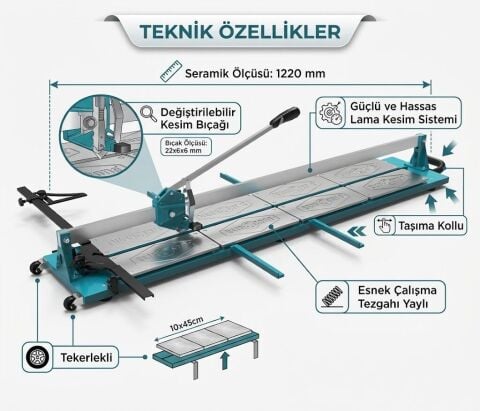 Eurostar HF16155 Profesyonel Seramik ve Granit Kesme Makinası 1550 mm