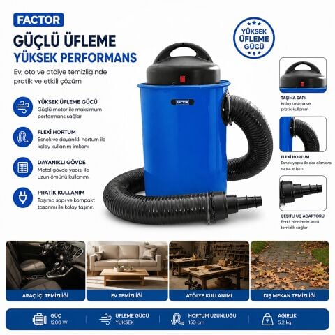 Factor FCWE50 50 Lt Toz Emme Makinası – Yüksek Emiş Güçlü Sanayi ve Endüstriyel Vakum