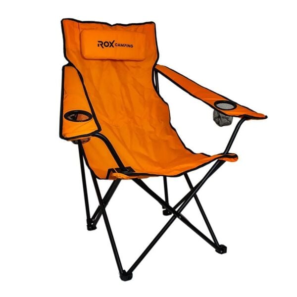 Rox Camping Katlanır Taşınabilir Konforlu Kamp Sandalyesi Turuncu