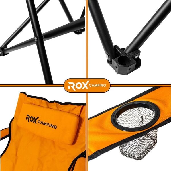 Rox Camping Katlanır Taşınabilir Konforlu Kamp Sandalyesi Turuncu