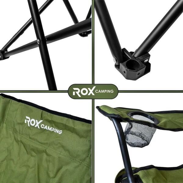 Rox Camping Katlanır Taşınabilir Konforlu Kamp Sandalyesi(Yeşil)