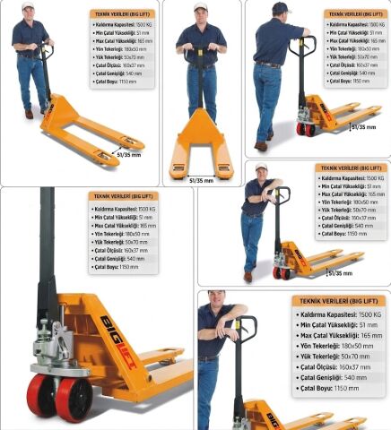 Biglift Alçak Şase Manuel Transpalet 1500 Kg | 50 mm Düşük Profil