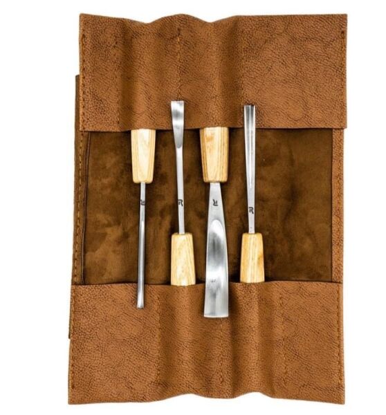 Rox Wood 0127 Deri Çantalı Premium İskarpela Seti 4 Parça