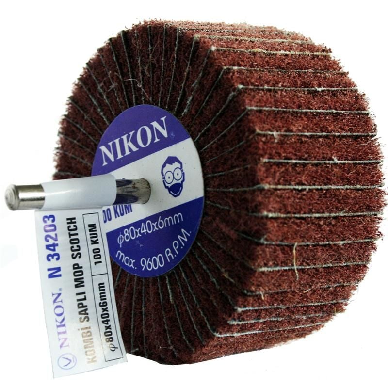 Nikon Saplı Kombi Mop Zımpara 100 Kum 80x40x6mm 10 adet