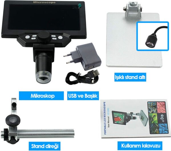 G1200 Plus+ 1200X Dijital Mikroskop – Yüksek Çözünürlüklü Renkli Ekran