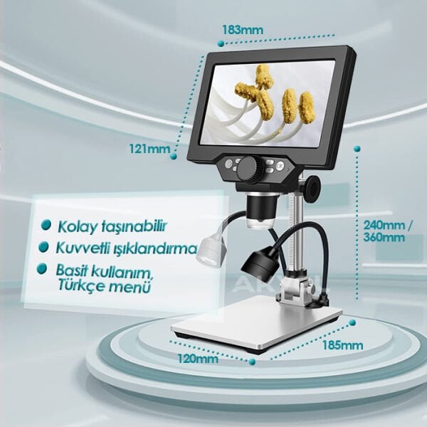 G1200 Plus+ 1200X Dijital Mikroskop – Yüksek Çözünürlüklü Renkli Ekran