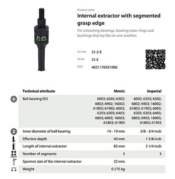 Kukko 21-2-E İç Rulman Çektirme 14-19 mm