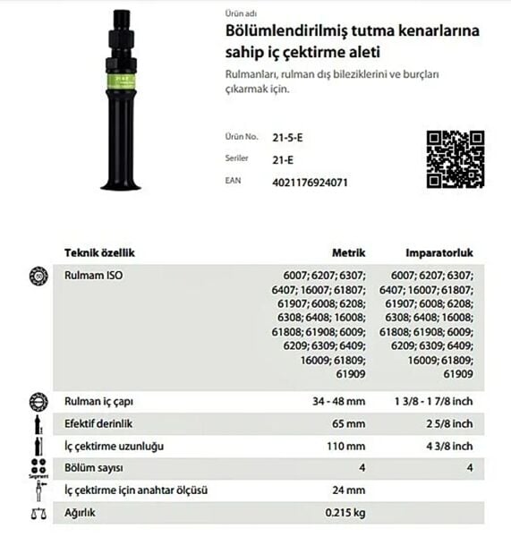 Kukko 21-5-E İç Rulman Çektirme 34-48 mm