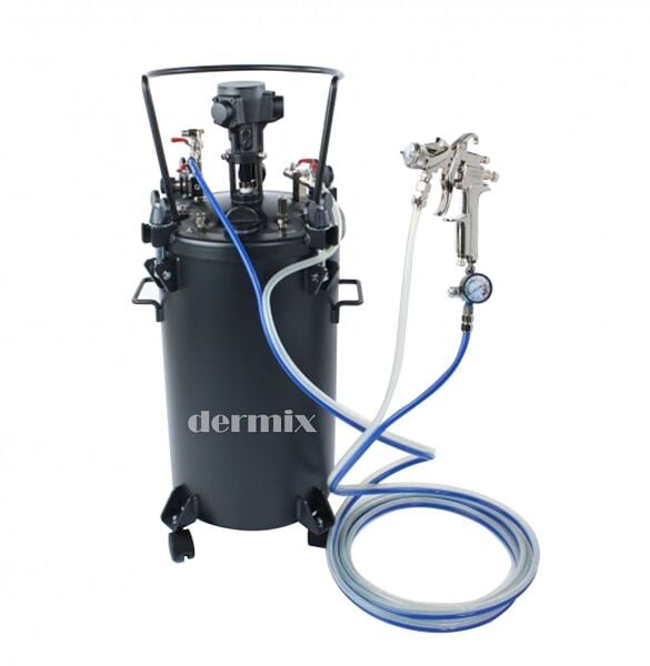 Dermix 80 Lt Otomatik Karıştırıcılı Basınçlı Tank – Galvaniz Gövde, Paslanmaz Kova Profesyonel Sistem
