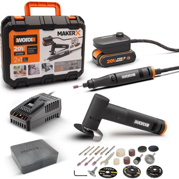 Worx Profesyonel Akülü Devir Ayarlı Gravür + Açılı Avuç Taşlama Set + 39 Parça