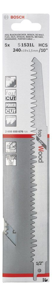 Bosch Top Serisi Ahşap için Panter Testere Bıçağı S 1531 L - 5\'li