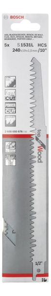 Bosch Top Serisi Ahşap için Panter Testere Bıçağı S 1531 L - 5\'li