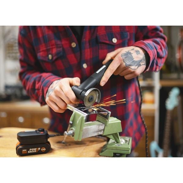 Worx 20V Kömürsüz 50mm Avuç Taşlama + 3 Aksesuar (Akü Dahil Değildir)