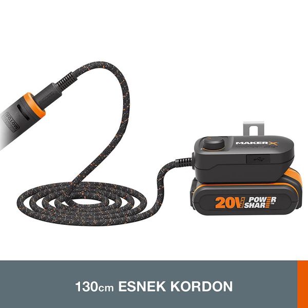 Worx 20V HUBX USB Portlu Devir Ayarlı Adaptör (Akü Dahil Değildir)