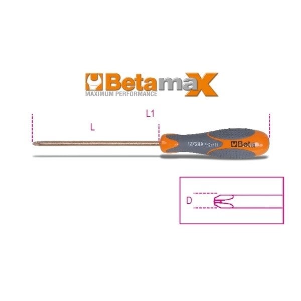 Beta 1272BA Kıvılcım Çıkarmaz Phillips Tornavida 3x8x200mm