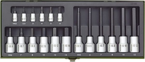 Proxxon 23100 18 Parçalı Allen Lokma Takımı 1/4'' ve 1/2''