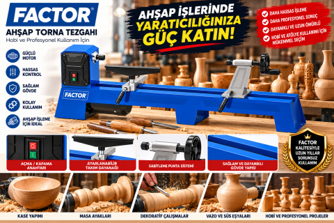 Factor WC1000 Ahşap Torna Makinası 1000mm